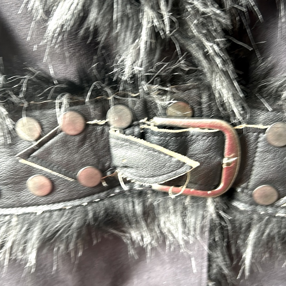 “Rachel Zoe”Black Suede Leather faux fur Vest - Picture 3 of 5